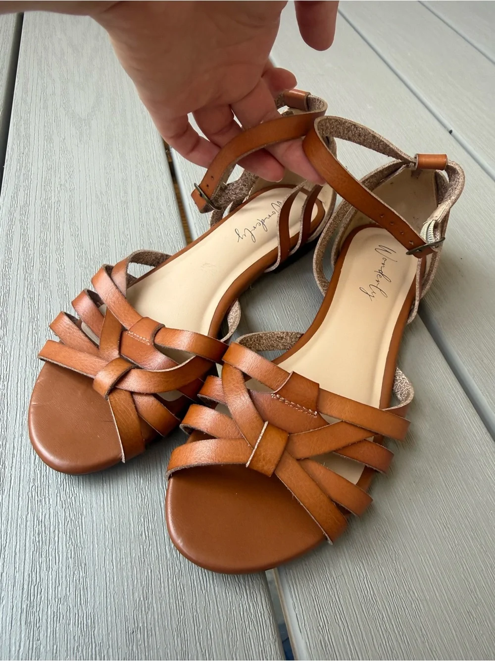 Wonderly Brown Woven Fisherman Ankle-Strap Sandals Women’s Size 9